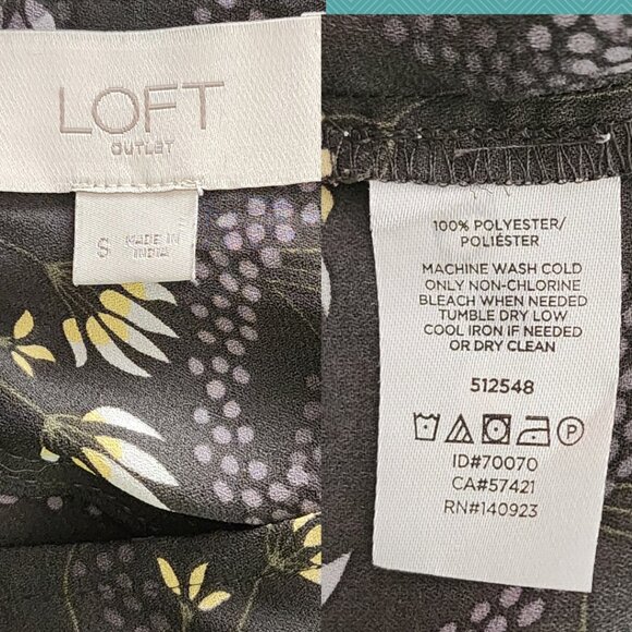 LOFT Black Floral Printed Cutout Back Blouse - Picture 3 of 3